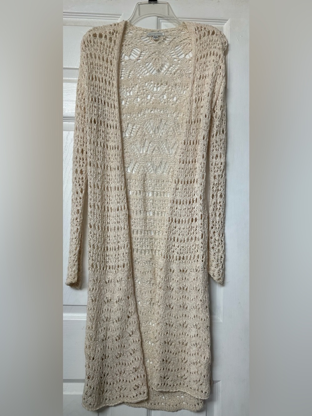 American Eagle Outfitters Open-Knit Long Cardigan - Cream